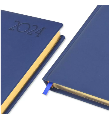 FIS Executive Diary 2024 (English) 1-Side Padded with Gilding, Blue - FSDI88EPG24BL