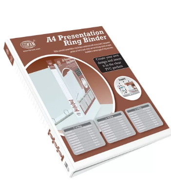 FIS Presentation Binder 3D Ring, A4 Size, 25mm Ring Size, 1.50 Inch Spine Colonne - FSBD325DPB
