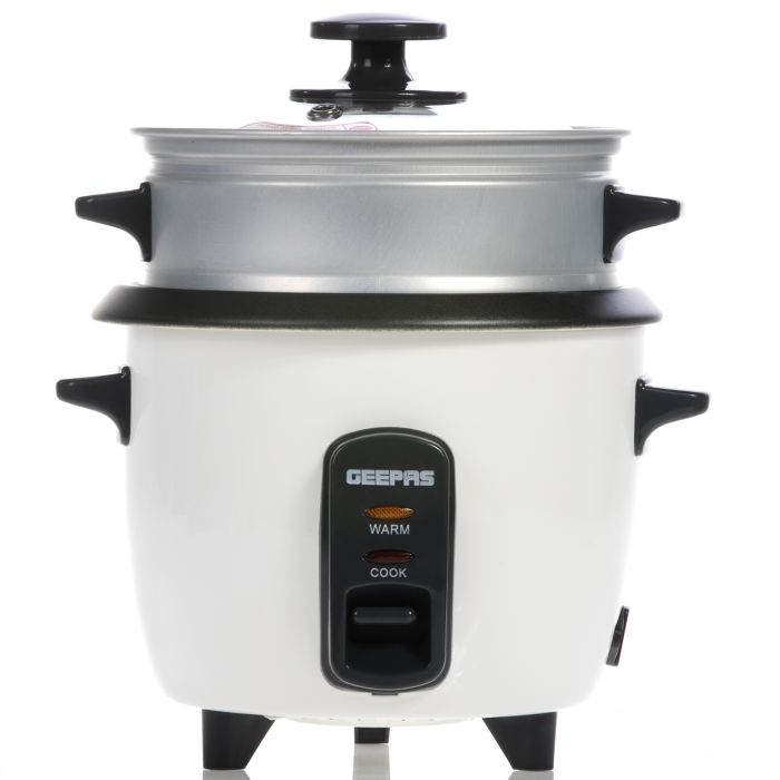 Geepas GRC35016UK 0.6L Rice Cooker With Steamer | 350W | Non-Stick Inner Pot, Automatic Cooking, Easy Cleaning, High-Temperature Protection - Make Rice & Steam Healthy Food & Vegetables - 2 Years Warr