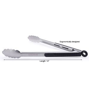 Royalford Kitchen 12" Food Tong - Stainless Steel - Silver