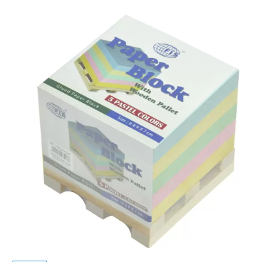 FIS FSBL9975CWP White Paper Block with Wooden Pallet, 80 gsm Glued, 78 x 118 x 55 mm Size