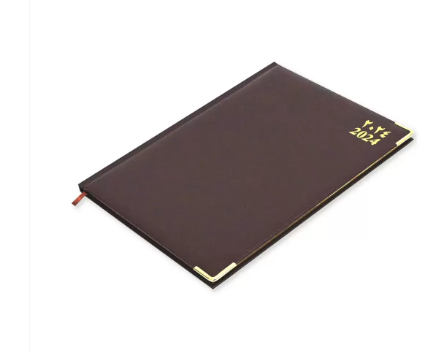 FIS Golden Executive Diary 2024 Arabic/English/French (1-Week at a glance) Vinyl, Cover Chocolate - FSDI32AEG24CH