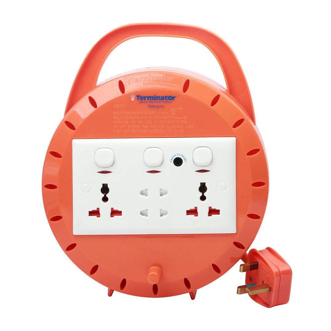 4 Way Extension Reel Orange 5M Cable