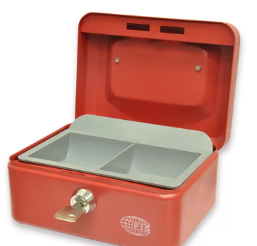 FIS Cash Box Steel Red Color With 6 Inch key lock, 152 x 115 x 80 mm - FSCPTS0034RE