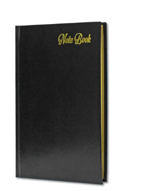 FIS Golden Notebook Bonded Leather, Size A5, Italian Ivory Paper, 70 GSM, 196 Pages, 8 mm Ruled, Hard Cover, Gold Gilded Edges, Colour Black - FSNBHCA5GIVBLBK