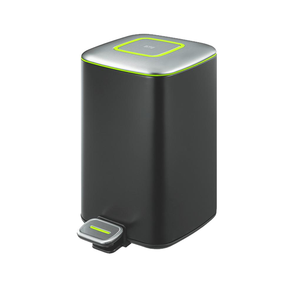 Previous Next EKO Square Step Trash Bin with Soft Closing Lid Black 20 Liters