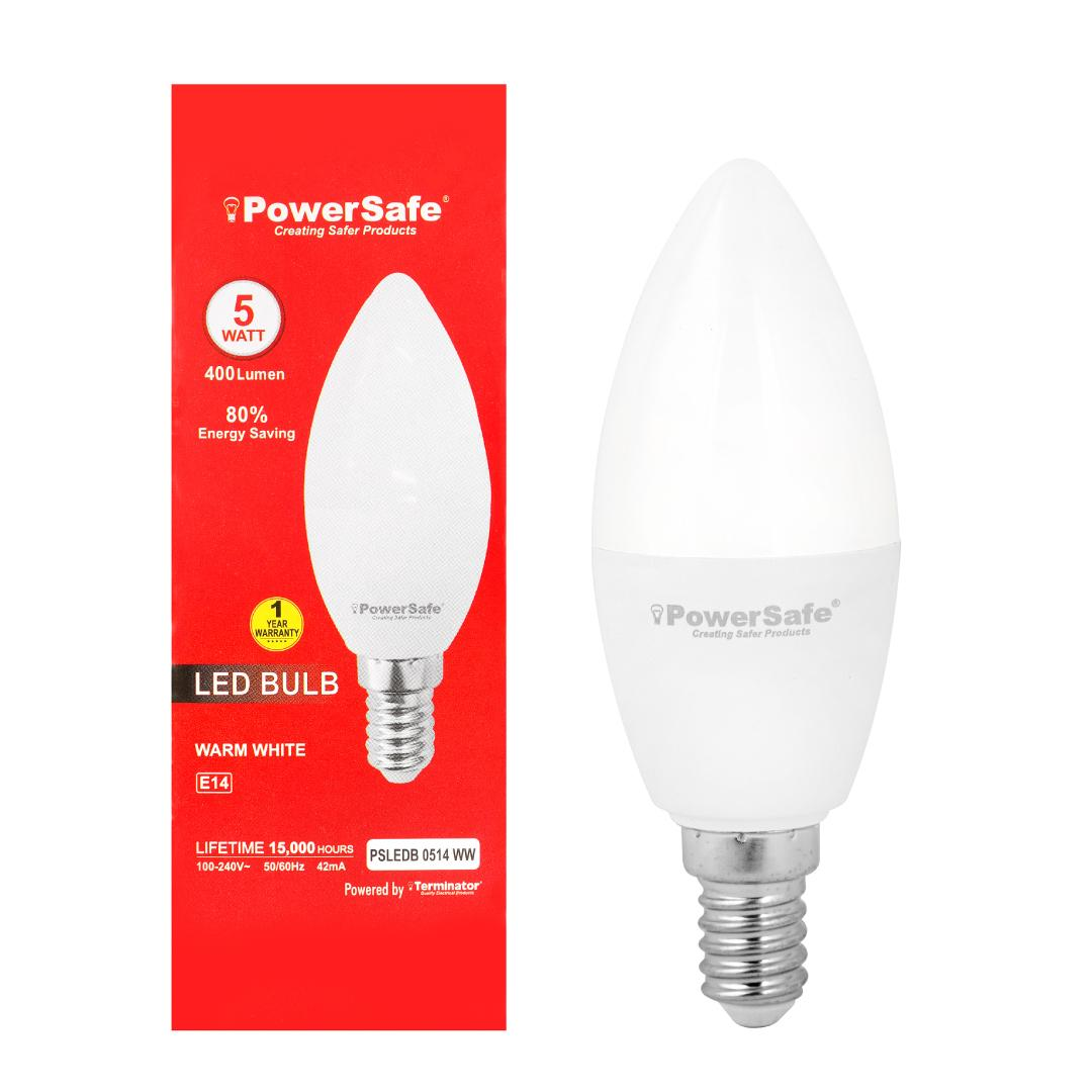 PowerSafe brand 5W LED Candle Bulb E14 – Warm White