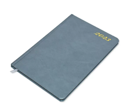 FIS 2023 Golden Diary A5 English Bonded Leather 1-Side Padded Grey - FSDI78EGB23GY