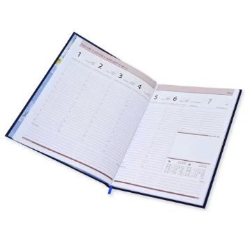 FIS Executive Diary 2024 Arabic/English/French (1-Week at a glance) Vinyl, 1-Side Padded, Cover, Blue - FSDI34AE24BL