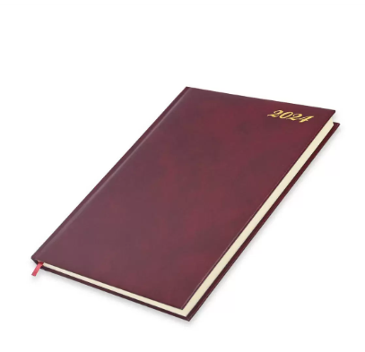 FIS Bonded Leather Diary 2024 (English) Maroon, A4 - FSDI40EBI24MR