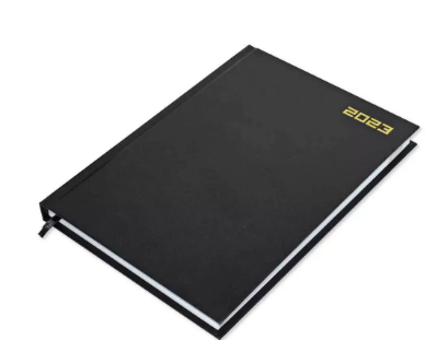 FIS 2023 Agenda Diary English Vinyl Hard Cover, Black - FSDI75EV23BK