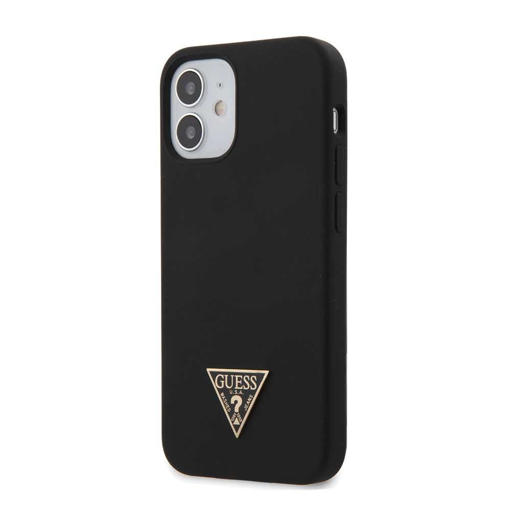 Guess Liquid Silicone Case w/ Metal Logo for iPhone 12 Mini (5.4") - Black