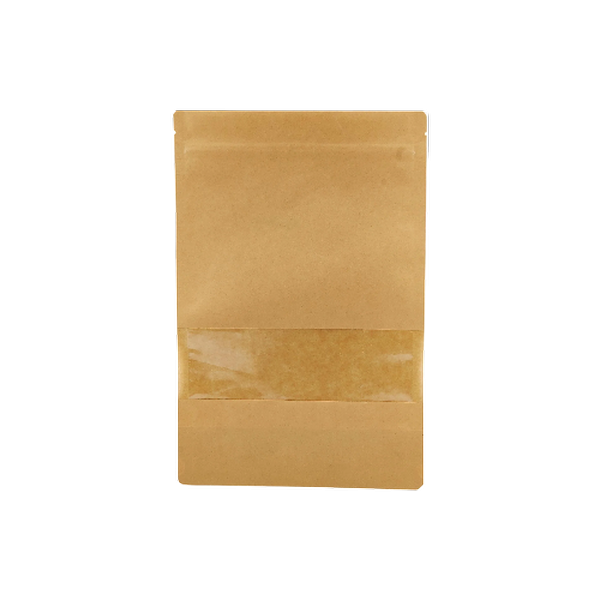 Kraft Brown Resealable Paper Bag With Window 50 Pieces 20x30x5 Cm