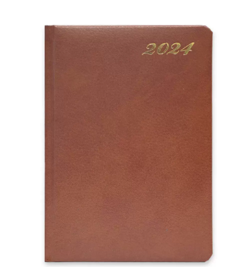 FIS 2024 International Golden A5 7-Languages Bonded Leather Diary Brown - FSDI136-7BG24BR