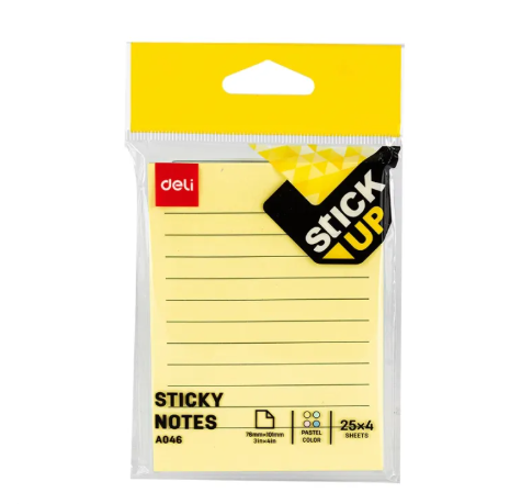 Deli Lined Sticky Notes 3x4 Inches 4 Colors A046