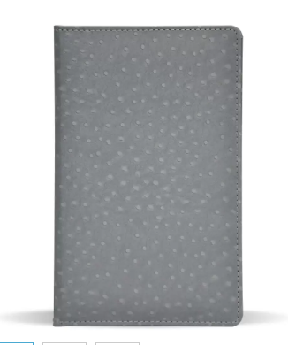Bill Folders Grey Color, Ostrich Italian PU Covers with Magnetic Flap & Round Corners, 150 x 245 mm - FSCLBFOGY