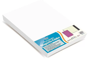 FIS Magnetic Folder Italian PU Cover with Writing Pad, Ivory Paper, A4 Size, Single Ruled 96 Sheets with Gift Box, Pink Color - FSMFEXNBA4PI