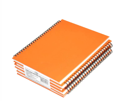 FIS Pack of 5 Spiral Hard Cover Notebook 9X7 Inches (22.86 X 20.32 CM) Single Line,With Border,100 Sheets-Saffron -FSNBS97NA240