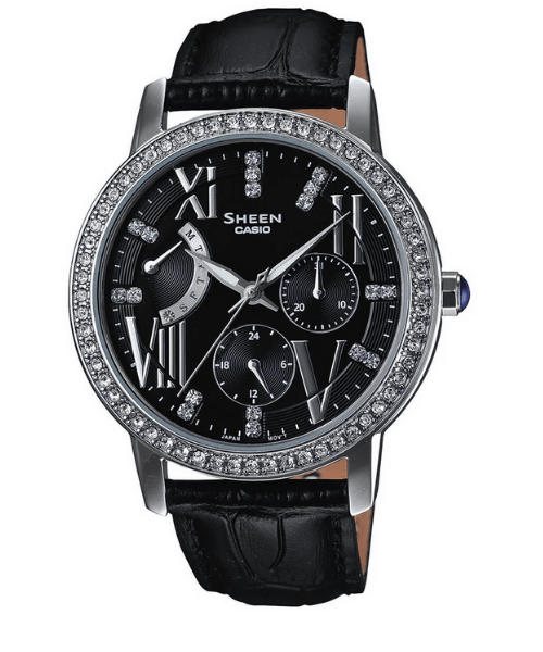 Casio Sheen SHE-3025L-1ADR, Multi hand, Analog Women's Watch, Black