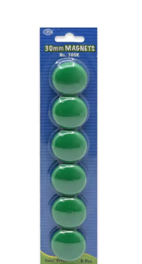FIS Colored Magnet, Non Transparent Green Color, Pack Includes 3 Sets (20mm set, 30 mm set, 40 mm set) -FSMI203040GR/3