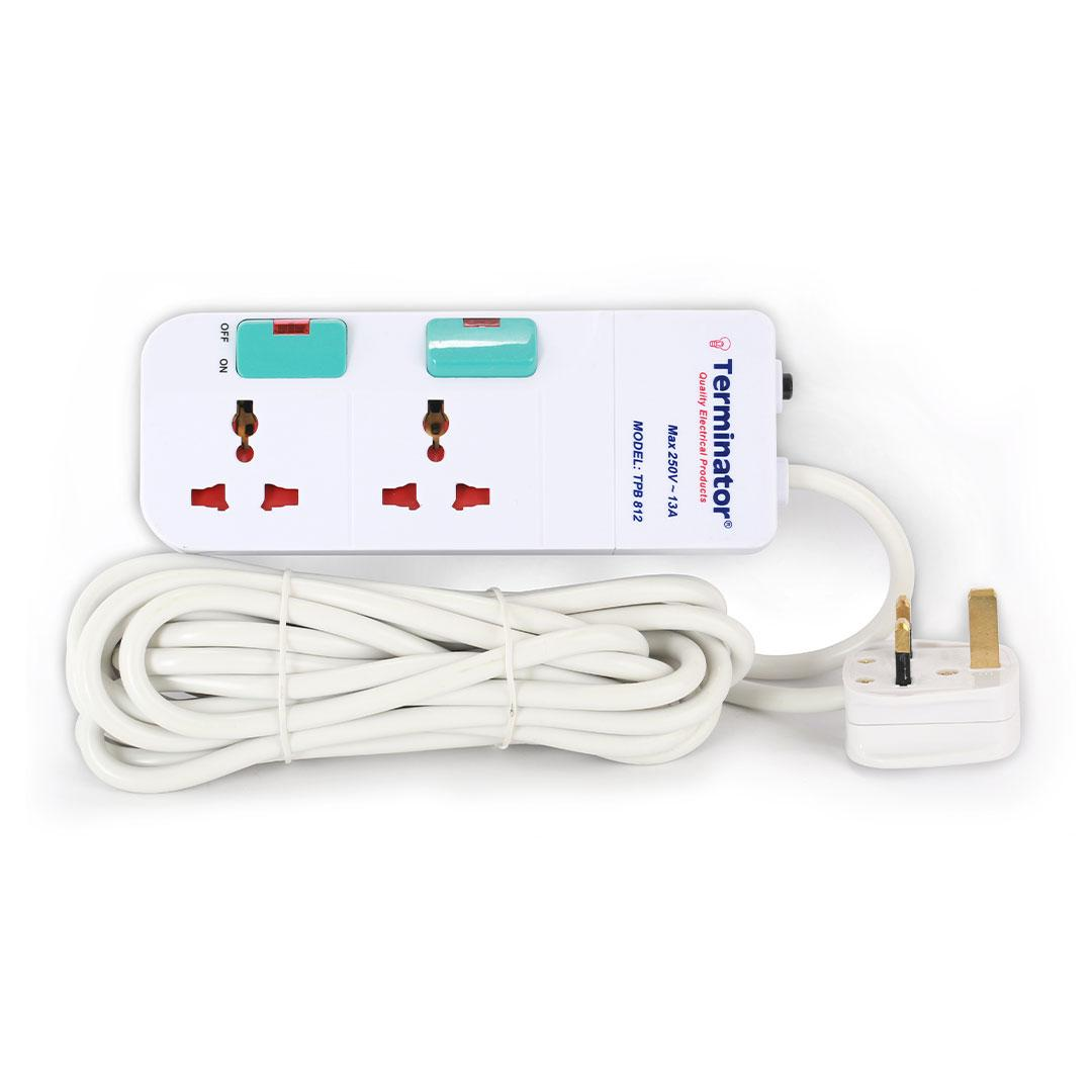 2 Way Universal Power Extension Socket 5M Cable 13A