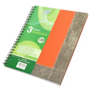 FIS Spiral Hard Cover University Books, 120 Sheets, 3 Subject, A4 Size - FSUBHCS3SA407