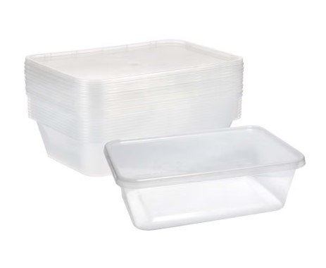 Clear Microwavable Rectangular Container with Lid 750ML (500Pcs of Box)