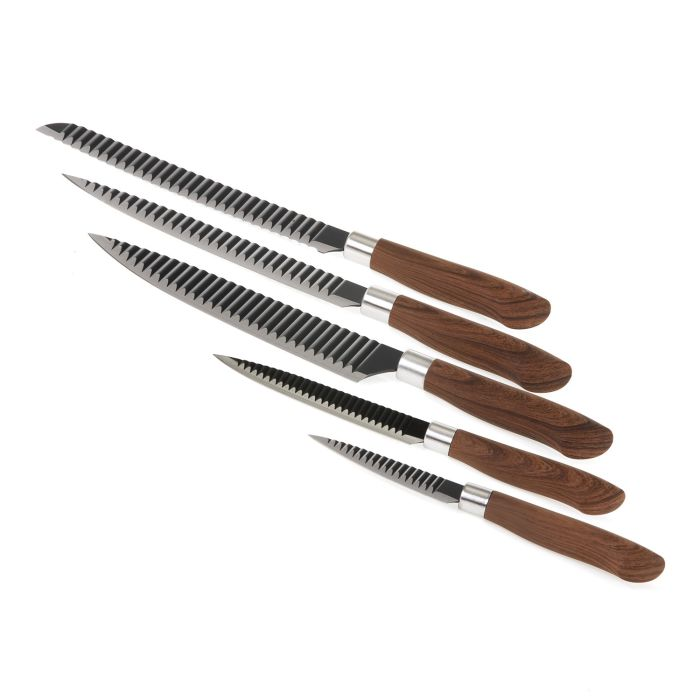 Royalford RF9226 9pc Block, Stainless Steel, Black, 9 Piece Knife, Kitchen Knife Utensil Set, Global Knives And Knife Block