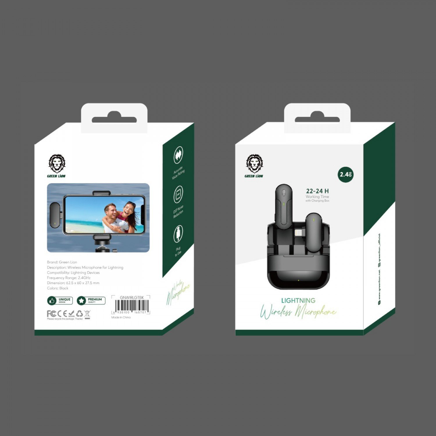 Green Wireless Microphone ( Lightning Connector ) - Black