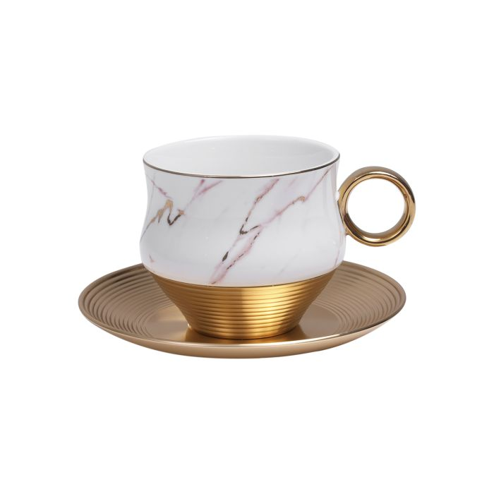 Royalford RF9637 12 Pcs Porcelain Tea Cups With Saucer 48.5cm*23.5cm*8.5cm - Made Up Of High Quality Material For Regular Use Heat Resistant | Dishwasher Safe | Ideal For Tea, Coffee, Latte, Cappuccin