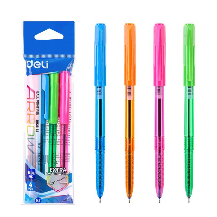 Deli Ball Point Pen 0.7mm Blue Ink Pack of 4 EQ02632