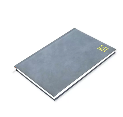 FIS Bonded Leather Diary 2024 (Arabic/English) Grey, A4 - FSDI40AEBW24GY