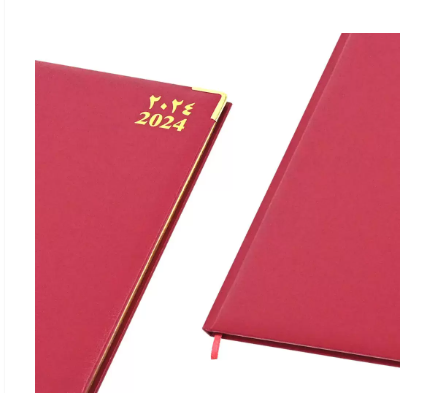 FIS Golden Executive Diary 2024 Arabic/English/French (1-Week at a glance) Vinyl, Cover Maroon - FSDI32AEG24MR