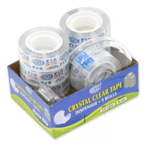 FIS Crystal Clear Tape, Size 3/4 Inches X23 , 45 Micron, 9 Rolls With Dispneser FSTACR3/4X23