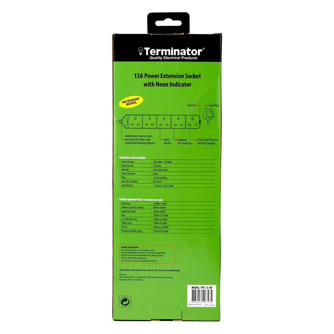 5 Way UK Power Extension Socket 5M Cable 13A