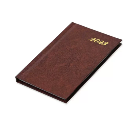 Fis 2023 Pocket Diary English Vinyl Hard Cover Week View Brown -FSDI12EN23BR