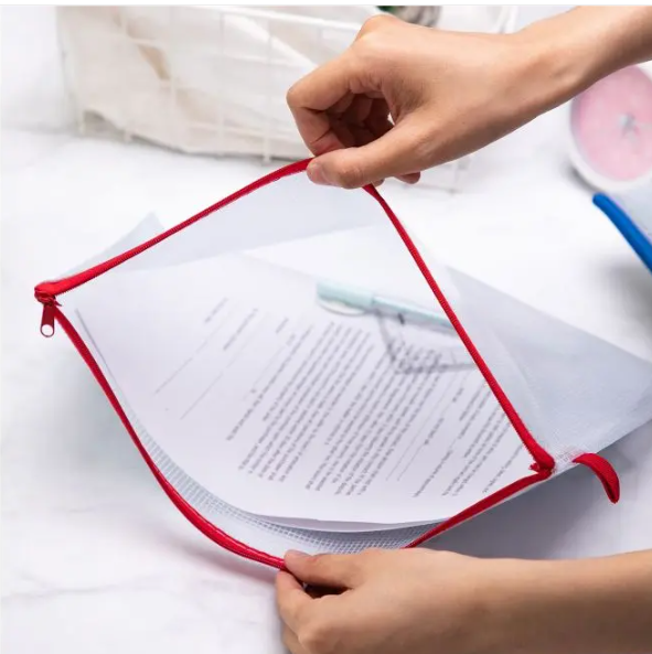 DELI E5596 A4 SIZE ZIP BAG PVC MESH, ASSORTED COLOR