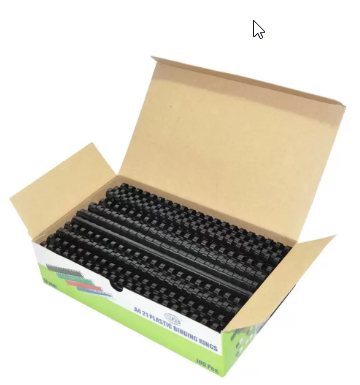 100-Piece FIS Binding Rings Plastic 14mm Size, Black Color, 110-Sheets Capacity - FSBD14BK