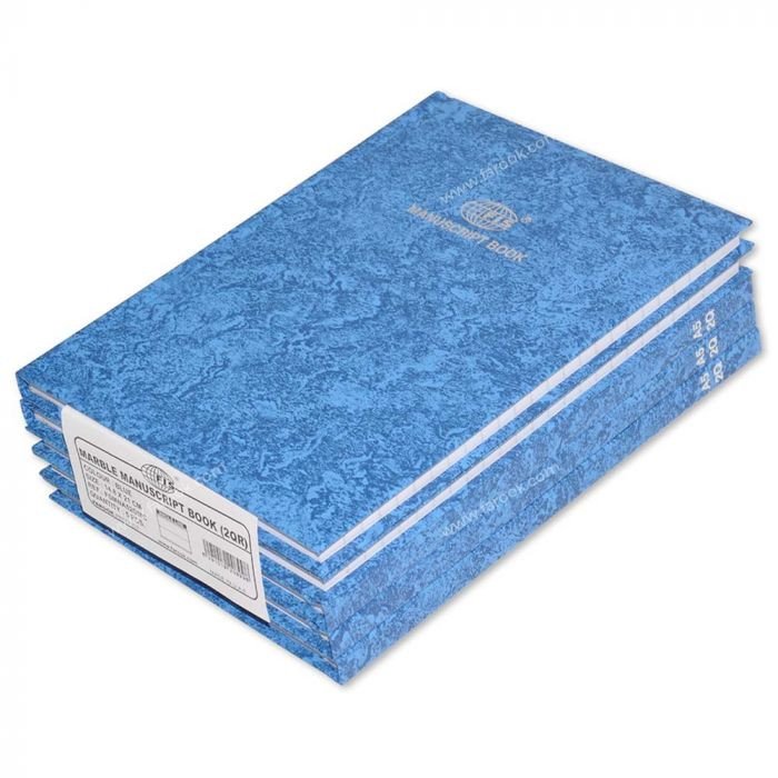 5-Piece FIS Manuscript Book A5, 2Quire 8mm Single Ruled Marble Blue Cover - FSMNA52QMC