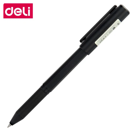 1PCS & 6PCS Deli A108 Quick-drying Gel Pen with Cap 0.5mm Black Signature Pen Students Office Write Smoothly writing pen