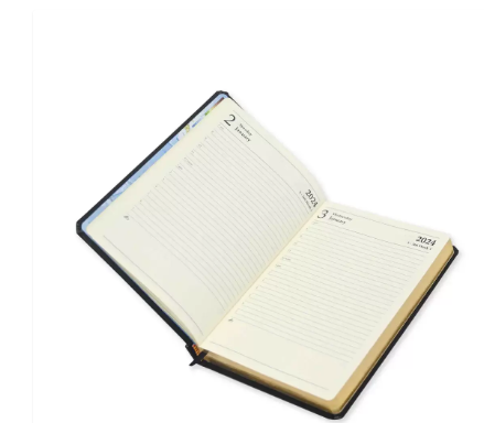 FIS A5 Diary 2024 (English) Golden Bonded Leather, Black - FSDI26EGB24BK