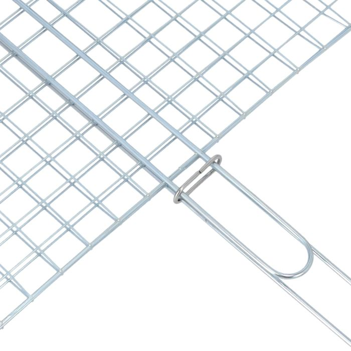 Barbeque Grill Chromium Plated Iron, RF10379 - Wooden Handle, Folding Portable BBQ Grill Basket For Fish Vegetables Shrimp, Larger Grilling Area