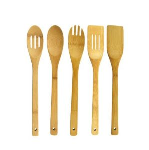 Royalford 5 Pcs Kitchen Tools Set - Bamboo - Wooden
