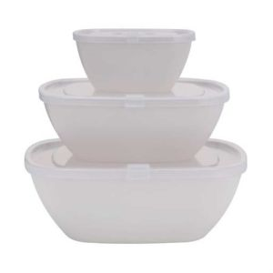 Royalford 3Pcs Bowl Set With Air Tight Lid - Polymer - Multicolor - 3 Piece Bowl Set - 6294016425733