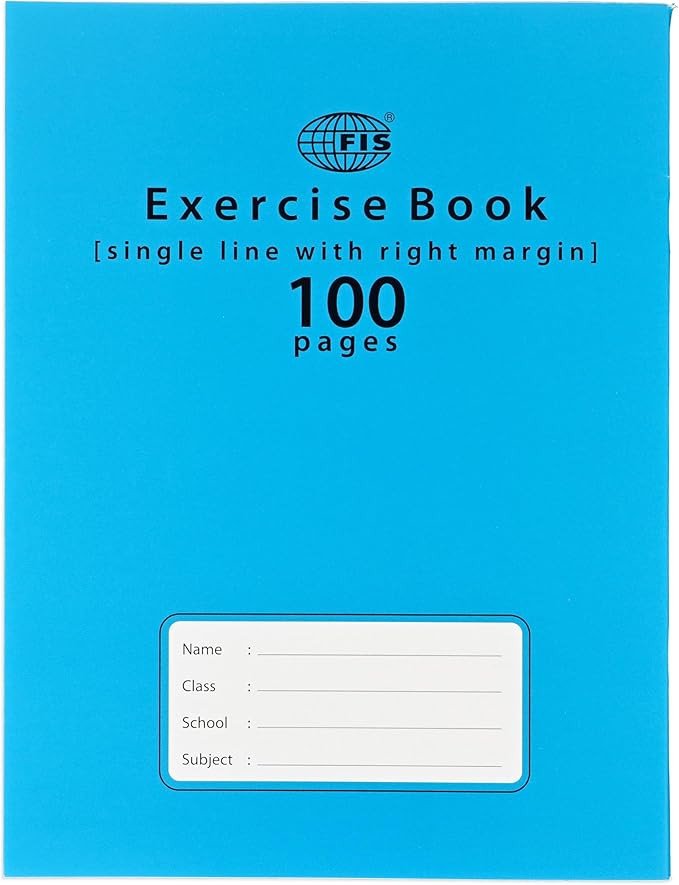 FIS Exercise Book A5 100 Pages Single Line with Right Margin, 12 Pieces of Pack