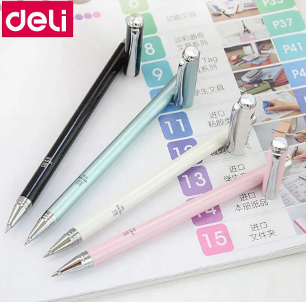 1PCS 4PCS Deli S93 Metal Gel Ink Pen Roller Ball Pen Gel Pen 0.5mm Metal Case Pen Ballpoint 4 Colors Customize LOGO Name