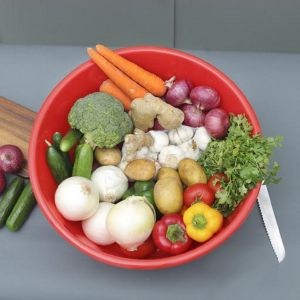 Royalford Rolled Rim Wash Tub - Plastic - Red - 9 LITER