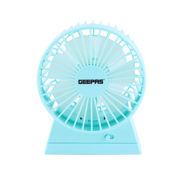 Geepas Mini USB Fan - Powerful Personal Desk Box Fan | 2 Leaf With 7 Blades | Table Fan For Office, Home (2 Speed) Fan Guard | 2 Year Warranty