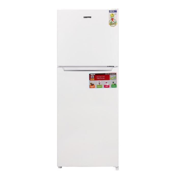Geepas 270L Double Door Refrigerator - Free Standing Durable Double Door Refrigerator, Quick Cooling, Low Noise, Low Energy Consumption, No Frost Refrigerator | 3 Years Compressor Warranty