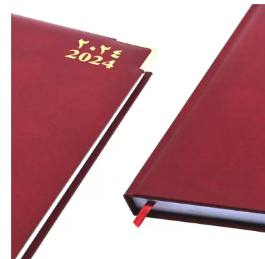 FIS Agenda Diary 2024 (Arabic/English) 1-Side Padded, Gold Corners, Maroon - FSDI75AEVG24MR